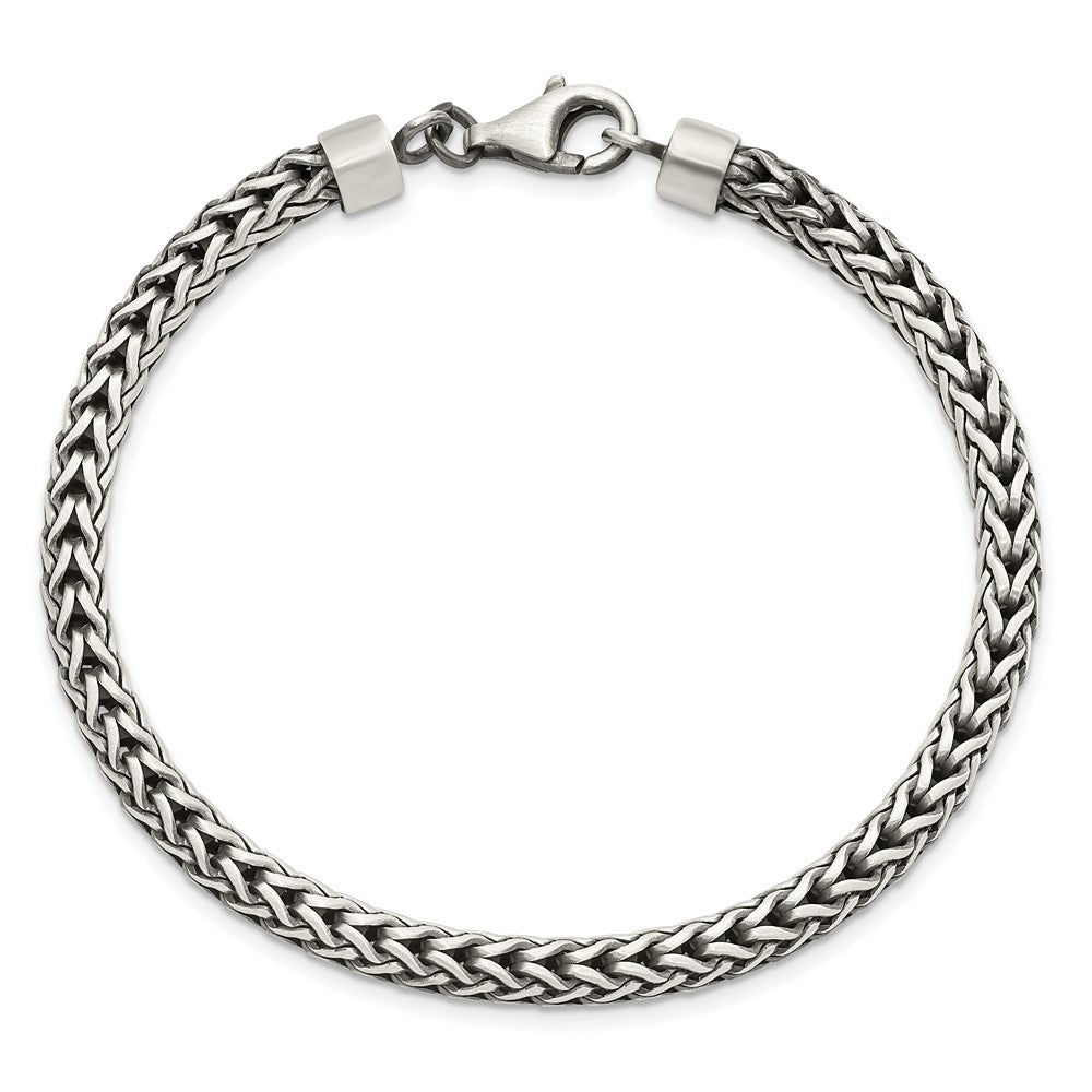 8.25 Zoll Sterlingsilber Satiniert & Antikisiert Franco Gliederarmband