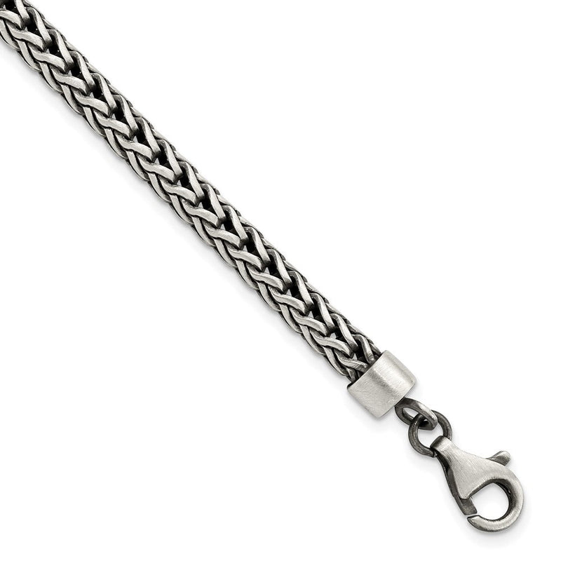 8.25 Zoll Sterlingsilber Satiniert & Antikisiert Franco Gliederarmband