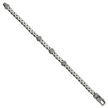 Sterlingsilber Herren Antikisiert Gebürstet Strukturiert Glieder Gliederarmband