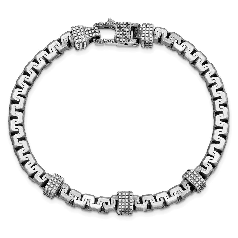 Sterlingsilber Herren Antikisiert Gebürstet Strukturiert Glieder Gliederarmband