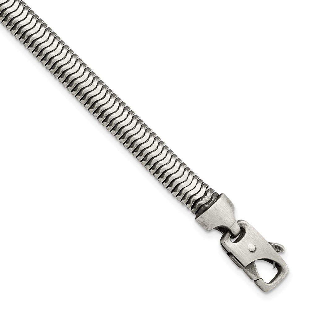 8.5 Zoll Sterlingsilber Gebürstet Antikisiert Fischgrät Gliederarmband