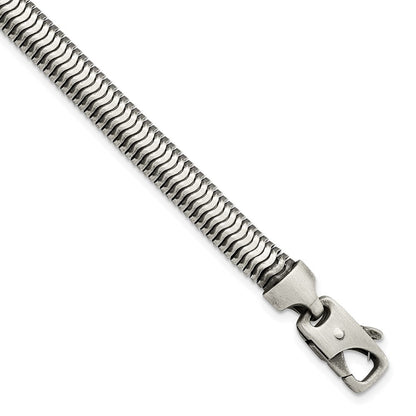 8.5 Zoll Sterlingsilber Gebürstet Antikisiert Fischgrät Gliederarmband