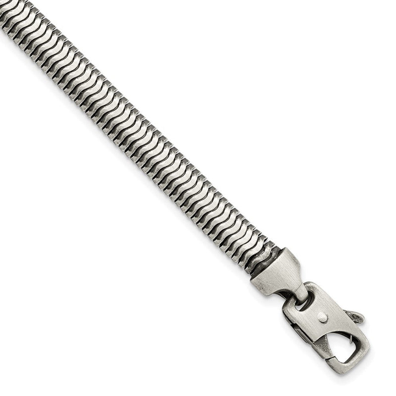 8.5 Zoll Sterlingsilber Gebürstet Antikisiert Fischgrät Gliederarmband