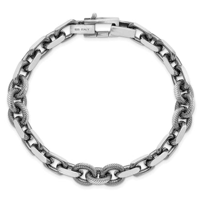 Sterlingsilber Herren Antikisiert Gebürstet Ankerkette/twisted Erbs Gliederarmband