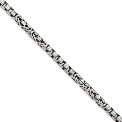 Sterlingsilber Herren Antikisiert Brush Byzantiner/box Glieder Gliederarmband