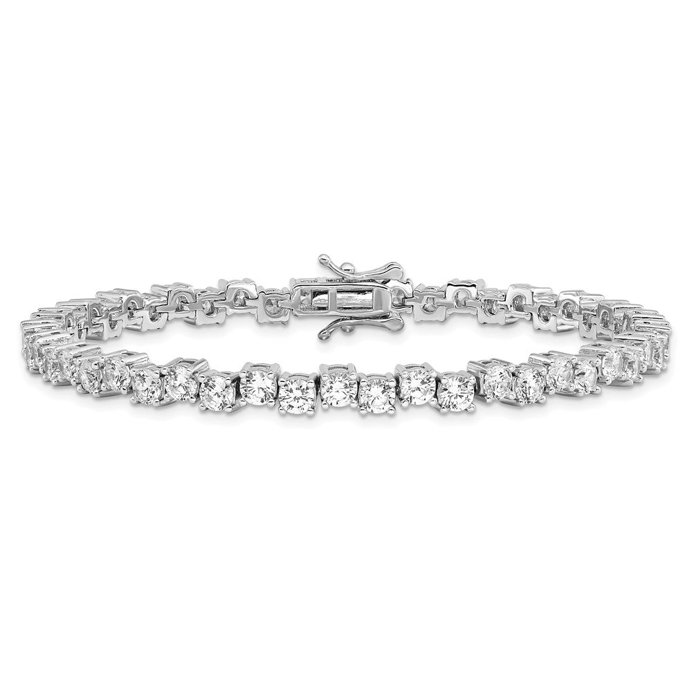 7.5 Zoll Sterlingsilber Rhodiniert Poliert 4mm Zirkonia Armband