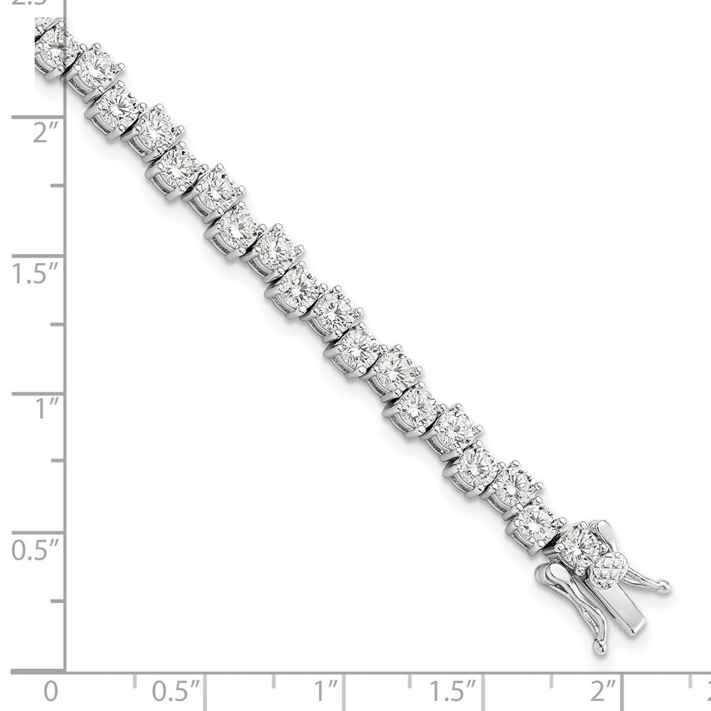 7.5 Zoll Sterlingsilber Rhodiniert Poliert 4mm Zirkonia Armband