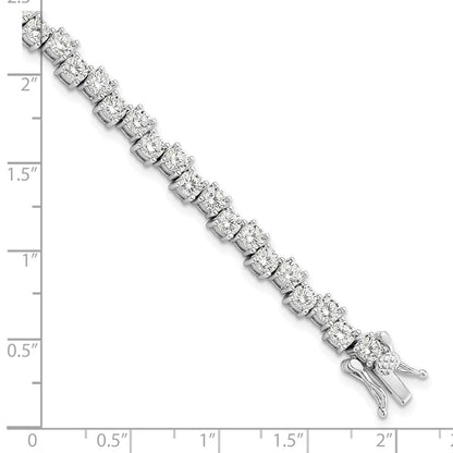 7.5 Zoll Sterlingsilber Rhodiniert Poliert 4mm Zirkonia Armband