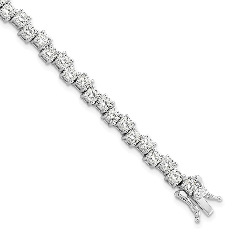 7.5 Zoll Sterlingsilber Rhodiniert Poliert 4mm Zirkonia Armband