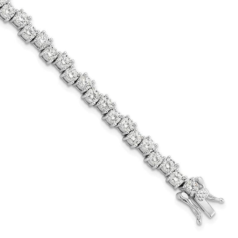 7.5 Zoll Sterlingsilber Rhodiniert Poliert 4mm Zirkonia Armband