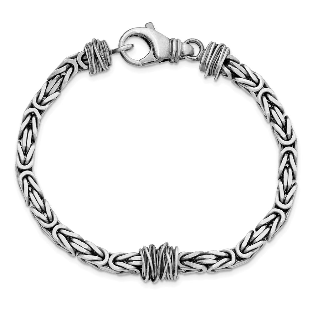 Sterlingsilber Herren Antikisiert Gebürstet Quadratisch Byzantiner Gliederarmband