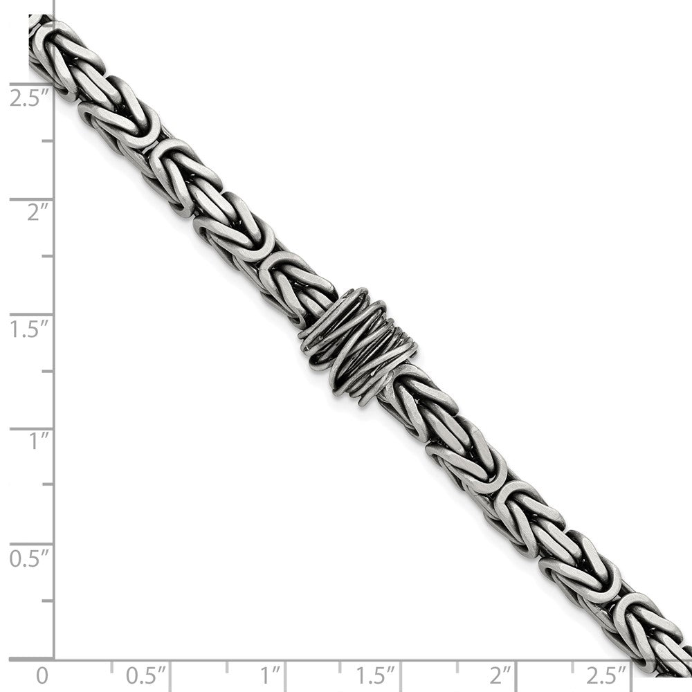 Sterlingsilber Herren Antikisiert Gebürstet Quadratisch Byzantiner Gliederarmband