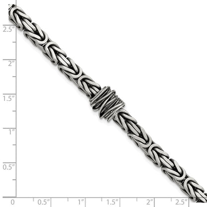 Sterlingsilber Herren Antikisiert Gebürstet Quadratisch Byzantiner Gliederarmband
