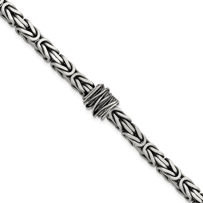 Sterlingsilber Herren Antikisiert Gebürstet Quadratisch Byzantiner Gliederarmband
