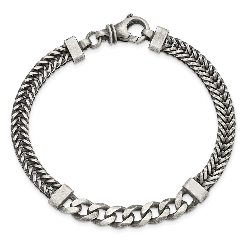 Sterlingsilber Gebürstet Antikisiert Weizen & Panzer Gliederarmband
