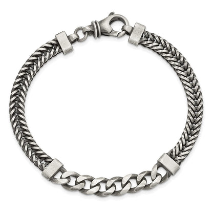 Sterlingsilber Gebürstet Antikisiert Weizen & Panzer Gliederarmband