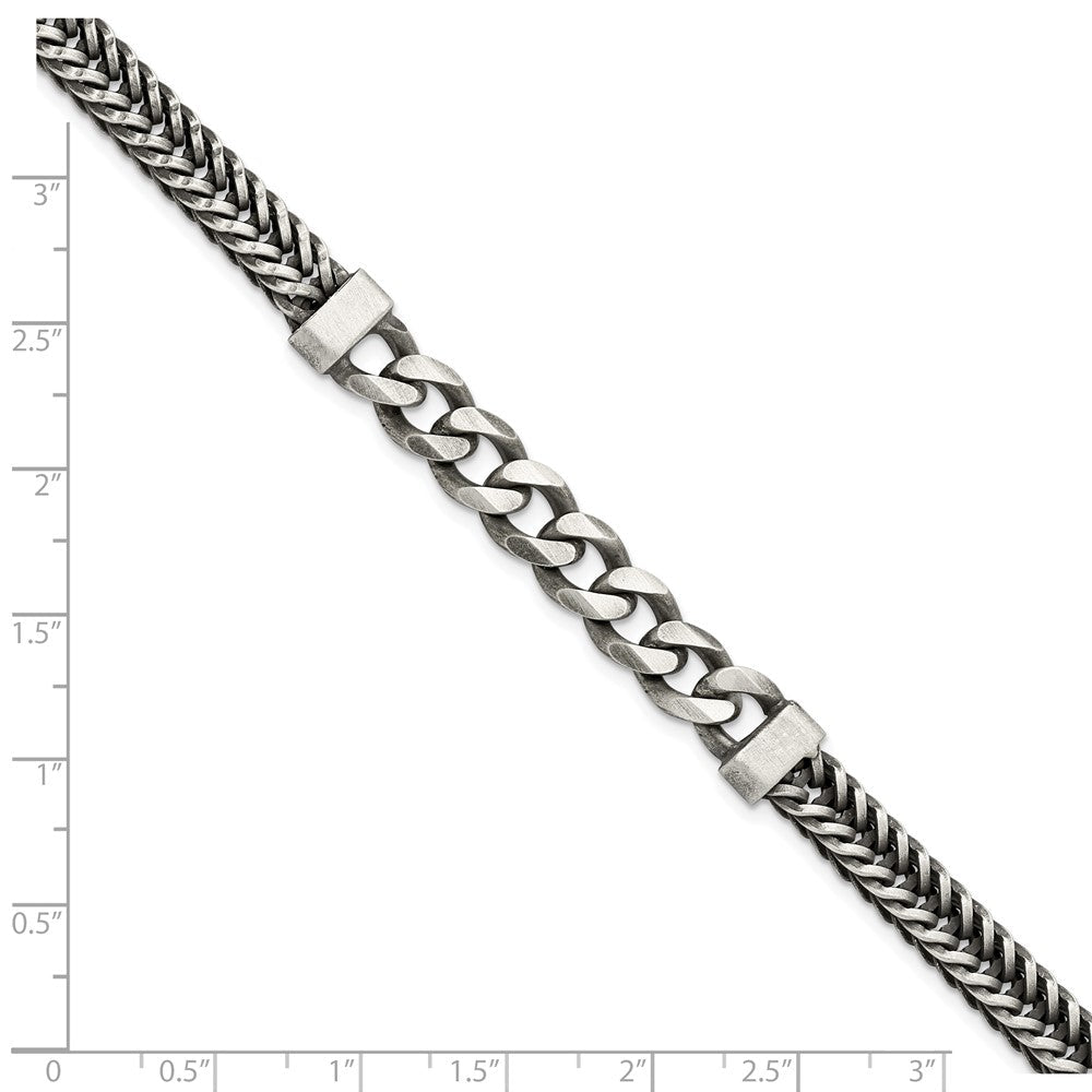 Sterlingsilber Gebürstet Antikisiert Weizen & Panzer Gliederarmband