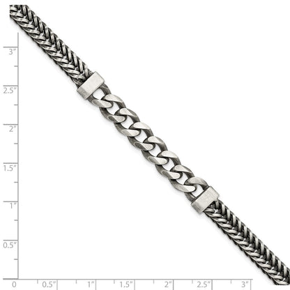 Sterlingsilber Gebürstet Antikisiert Weizen & Panzer Gliederarmband