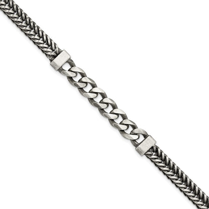 Sterlingsilber Gebürstet Antikisiert Weizen & Panzer Gliederarmband