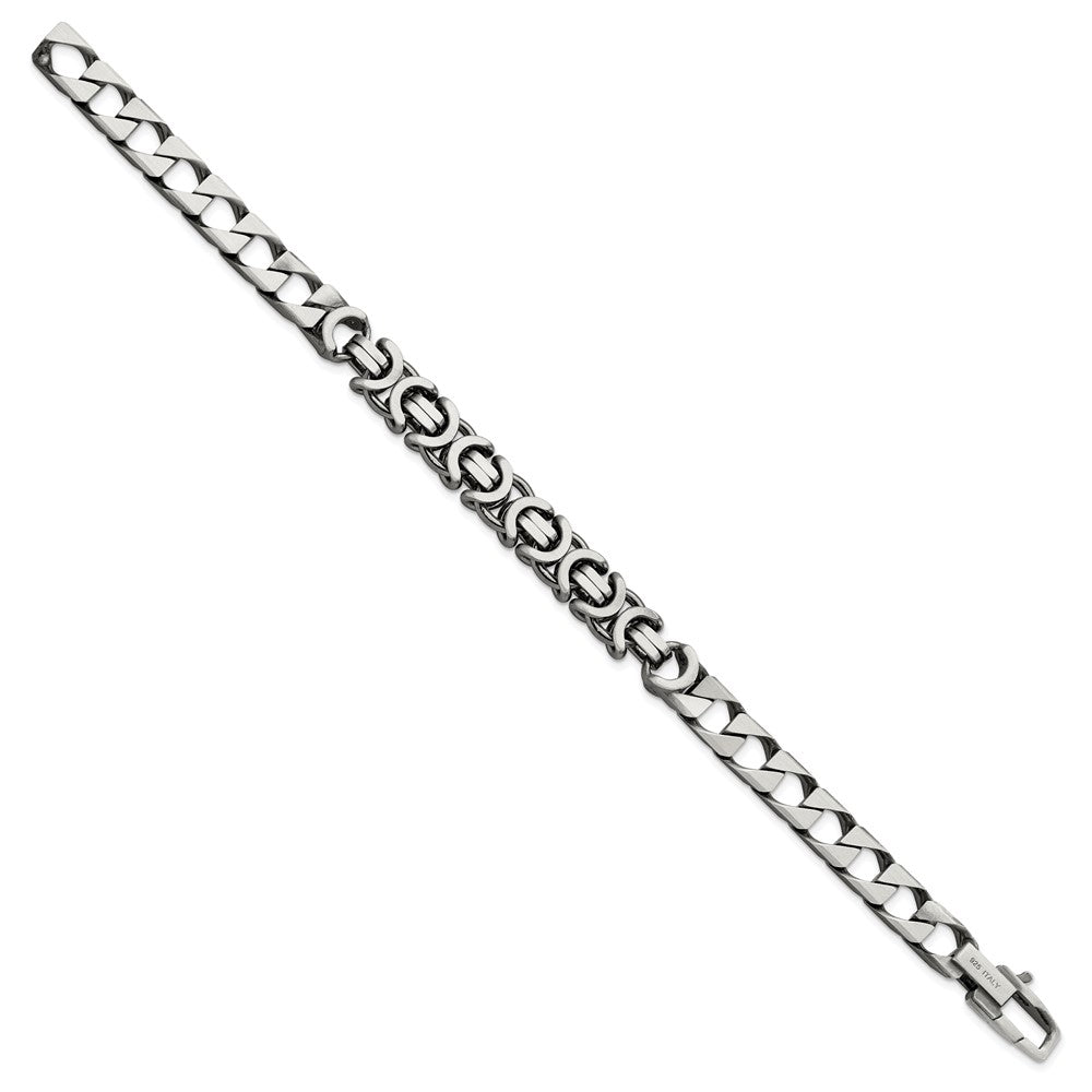 Sterlingsilber Herren Antikisiert Gebürstet Panzer/circles Gliederarmband