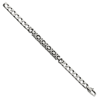 Sterlingsilber Herren Antikisiert Gebürstet Panzer/circles Gliederarmband