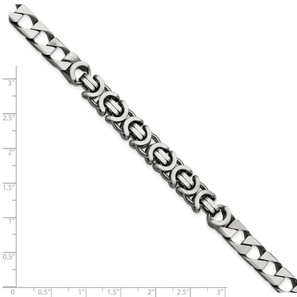 Sterlingsilber Herren Antikisiert Gebürstet Panzer/circles Gliederarmband