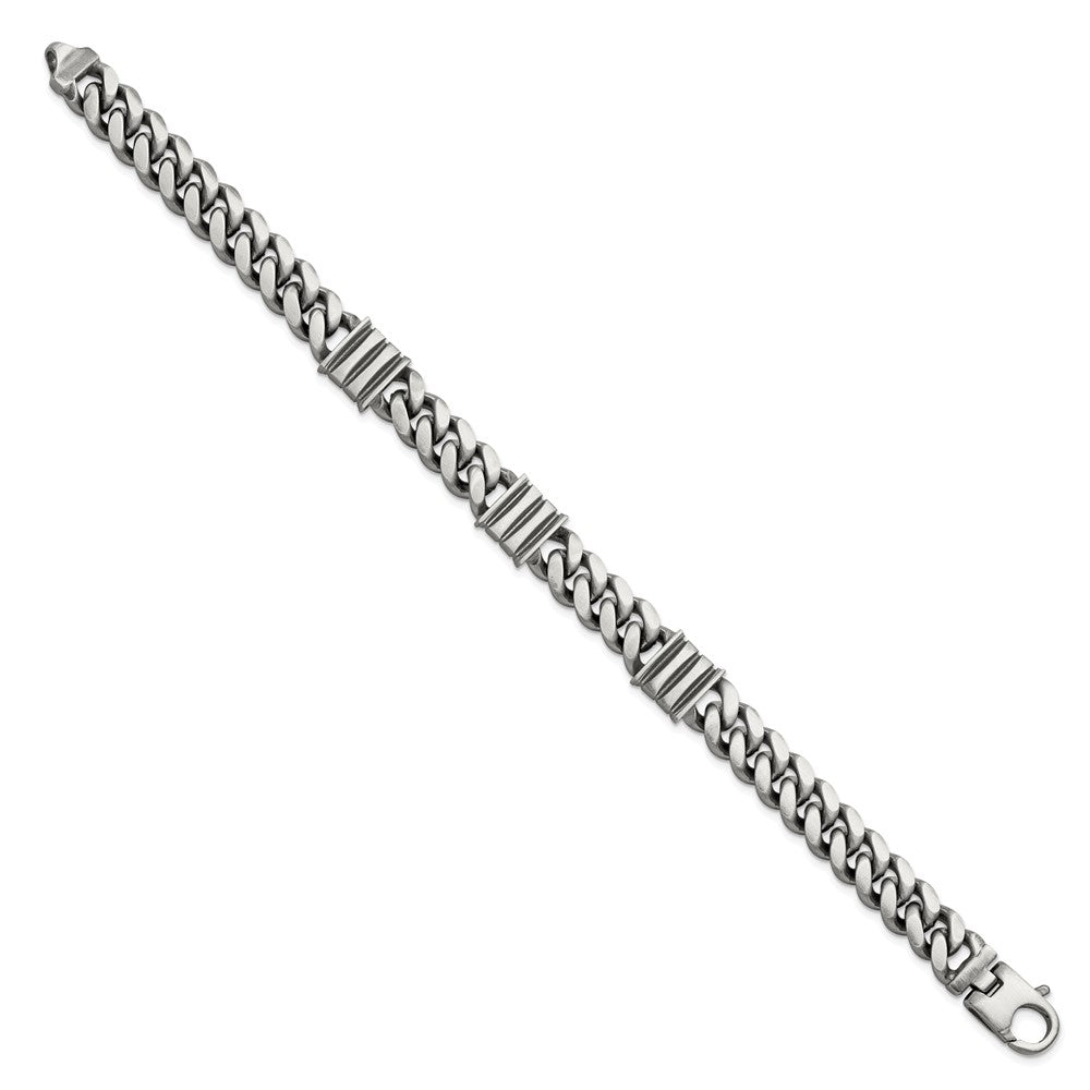 Sterlingsilber Herren Antikisiert Gebürstet Panzer/bar Gliederarmband