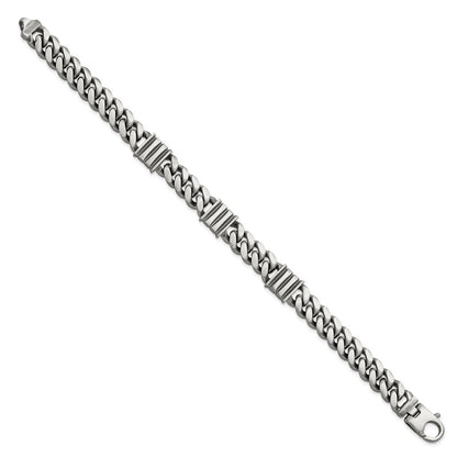 Sterlingsilber Herren Antikisiert Gebürstet Panzer/bar Gliederarmband