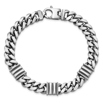 Sterlingsilber Herren Antikisiert Gebürstet Panzer/bar Gliederarmband