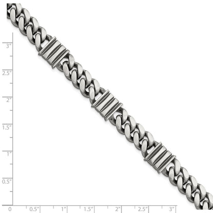 Sterlingsilber Herren Antikisiert Gebürstet Panzer/bar Gliederarmband