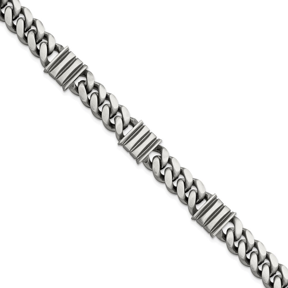 Sterlingsilber Herren Antikisiert Gebürstet Panzer/bar Gliederarmband
