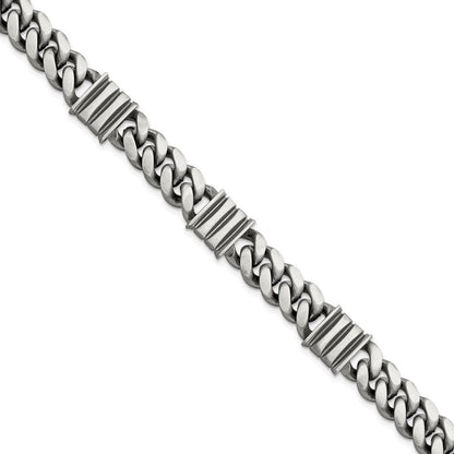 Sterlingsilber Herren Antikisiert Gebürstet Panzer/bar Gliederarmband