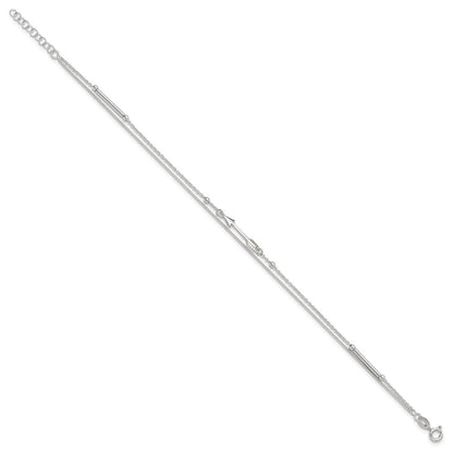 Sterlingsilber 9 Zoll Plus 1 Zoll Verlängerung. 2-strand Pfeil und Stab Fußkettchen