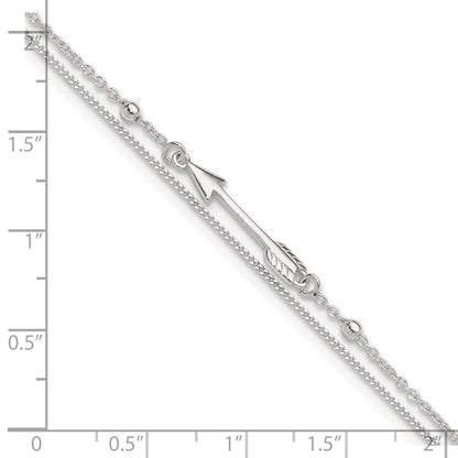 Sterlingsilber 9 Zoll Plus 1 Zoll Verlängerung. 2-strand Pfeil und Stab Fußkettchen