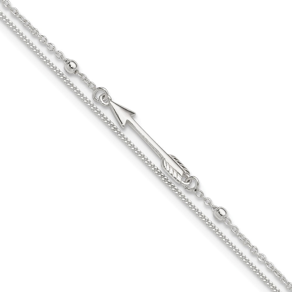 Sterlingsilber 9 Zoll Plus 1 Zoll Verlängerung. 2-strand Pfeil und Stab Fußkettchen