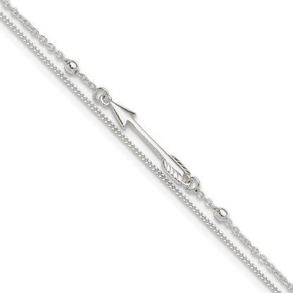 Sterlingsilber 9 Zoll Plus 1 Zoll Verlängerung. 2-strand Pfeil und Stab Fußkettchen
