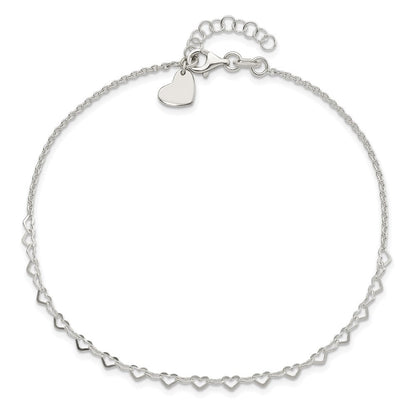 Sterlingsilber Herz Glieder 9 Zoll Plus 1 in Verlängerung. Fußkettchen