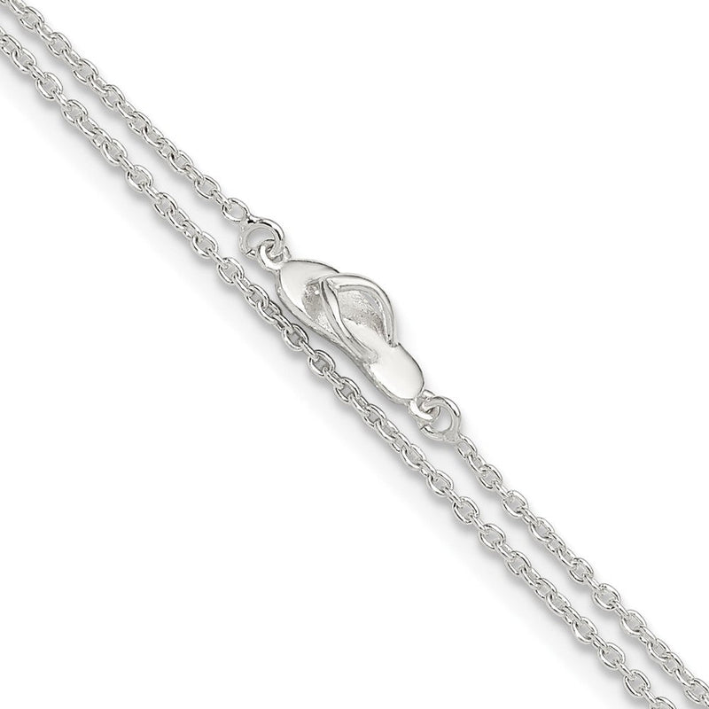 Sterlingsilber Zirkonia Flip Flop 9 Zoll Plus 1 Zoll Verlängerung. Fußkettchen