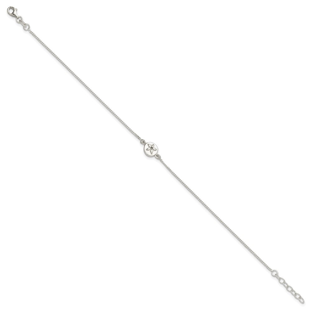 Sterlingsilber mit Zirkonia Sand Dollar 9 Zoll Plus 1 in Verlängerung. Fußkettchen