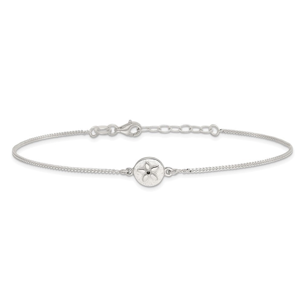 Sterlingsilber mit Zirkonia Sand Dollar 9 Zoll Plus 1 in Verlängerung. Fußkettchen