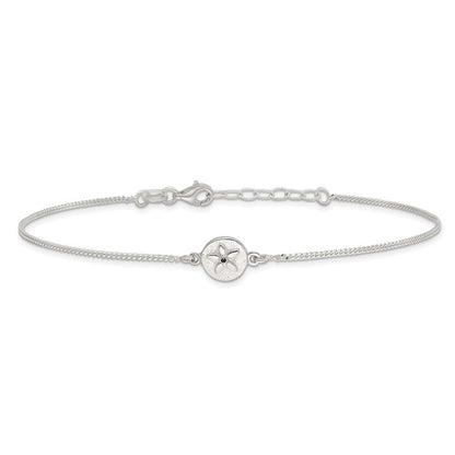 Sterlingsilber mit Zirkonia Sand Dollar 9 Zoll Plus 1 in Verlängerung. Fußkettchen