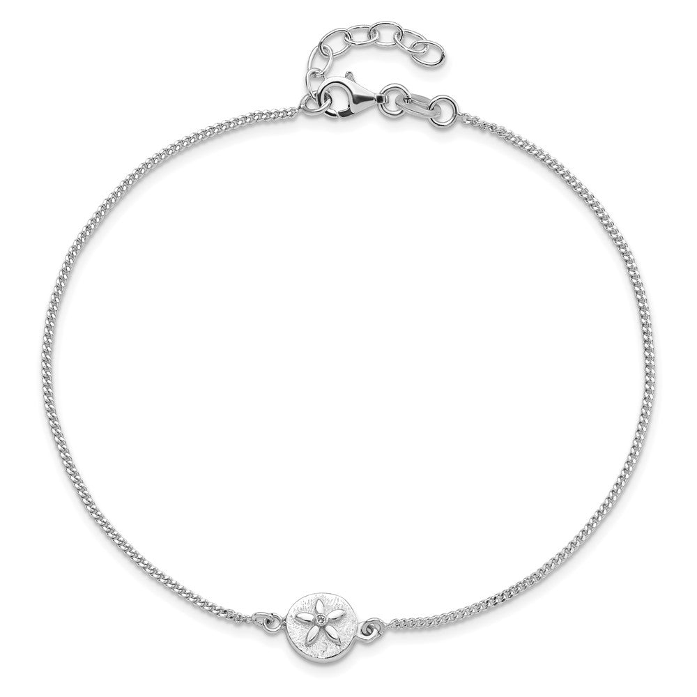 Sterlingsilber mit Zirkonia Sand Dollar 9 Zoll Plus 1 in Verlängerung. Fußkettchen