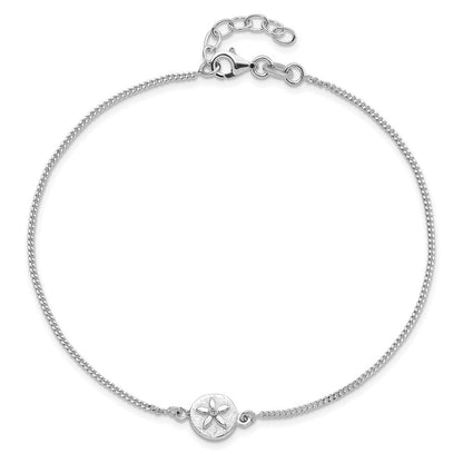Sterlingsilber mit Zirkonia Sand Dollar 9 Zoll Plus 1 in Verlängerung. Fußkettchen