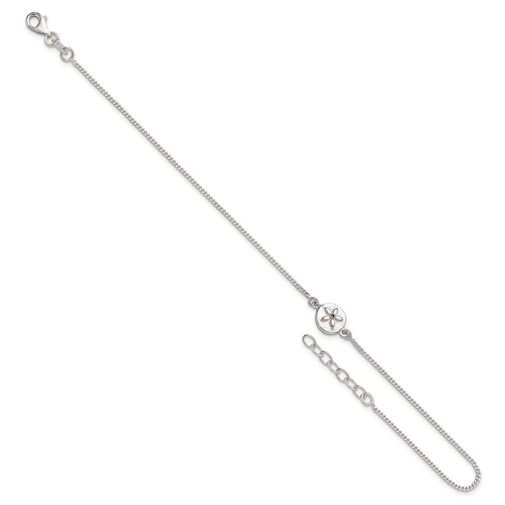 Sterlingsilber mit Zirkonia Sand Dollar 9 Zoll Plus 1 in Verlängerung. Fußkettchen