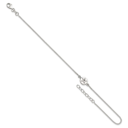 Sterlingsilber mit Zirkonia Sand Dollar 9 Zoll Plus 1 in Verlängerung. Fußkettchen