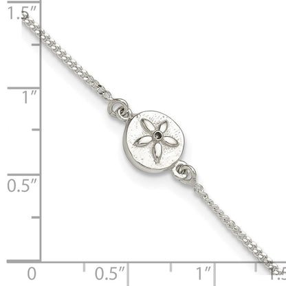 Sterlingsilber mit Zirkonia Sand Dollar 9 Zoll Plus 1 in Verlängerung. Fußkettchen