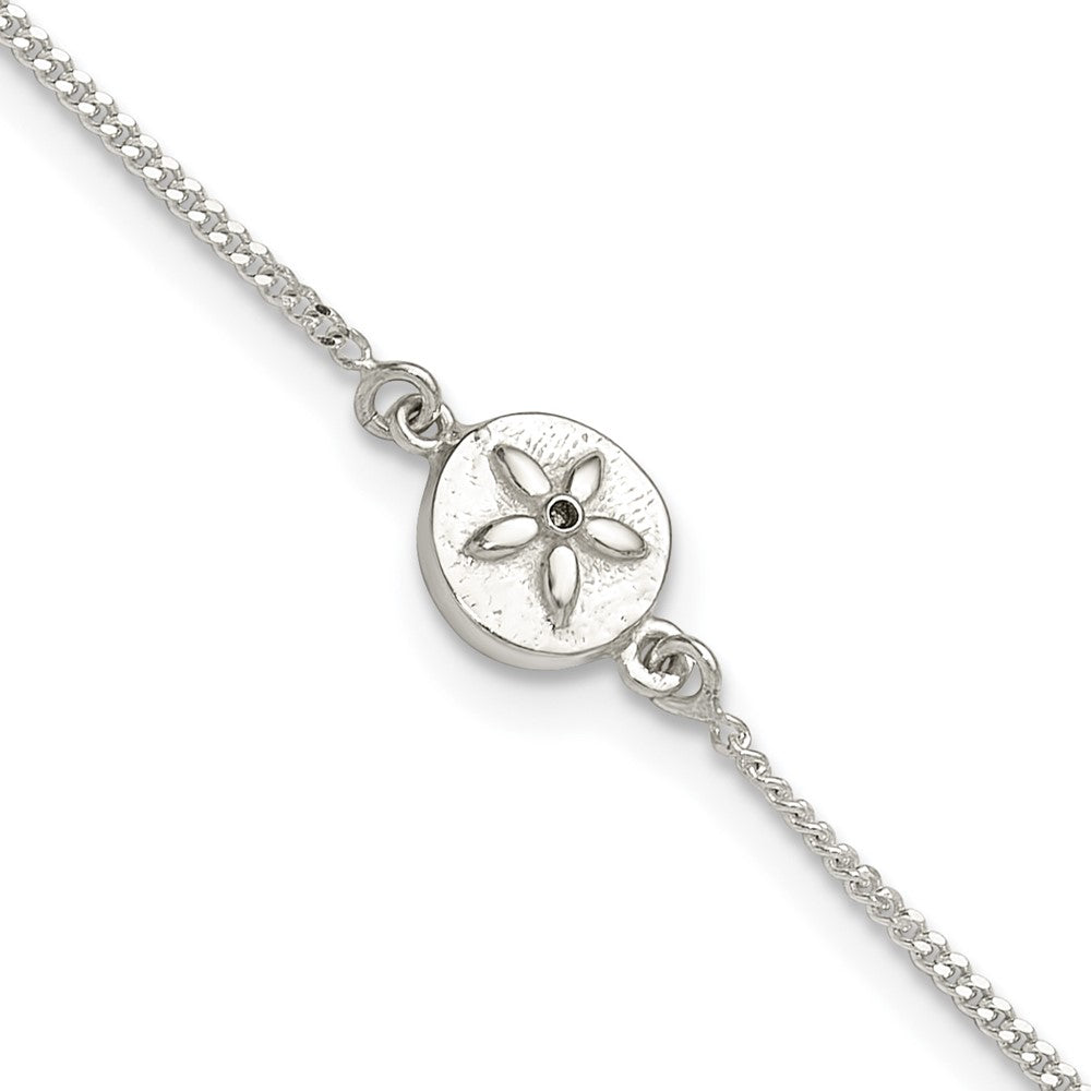 Sterlingsilber mit Zirkonia Sand Dollar 9 Zoll Plus 1 in Verlängerung. Fußkettchen