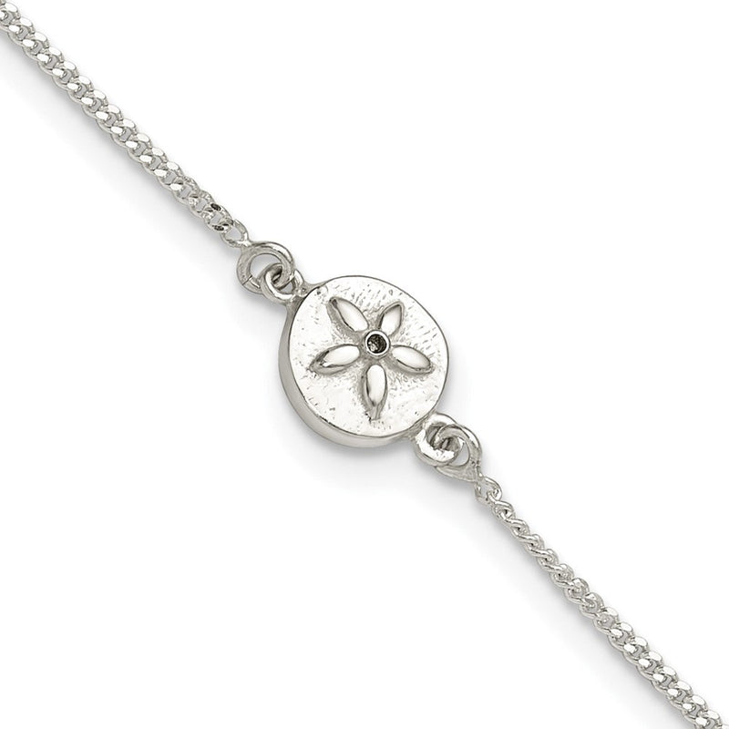 Sterlingsilber mit Zirkonia Sand Dollar 9 Zoll Plus 1 in Verlängerung. Fußkettchen