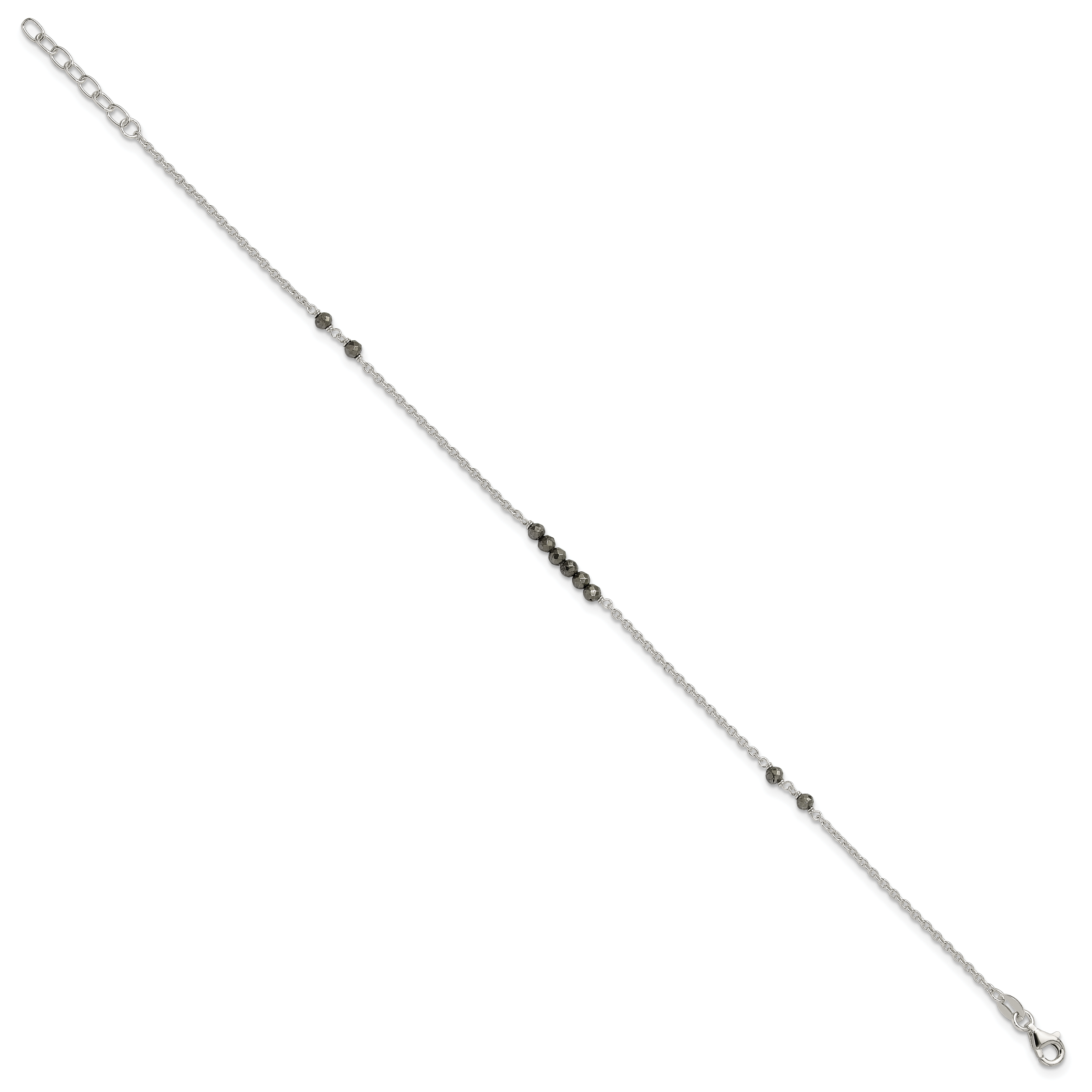 Sterlingsilber Schwarz Zirkonia Perlen 9 Zoll Plus 1 in Verlängerung. Fußkettchen