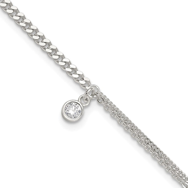 9 Zoll Sterlingsilber Zirkonia Fantasie Kette 9 Zoll Plus 1 Zoll Verlängerung. Fußkettchen